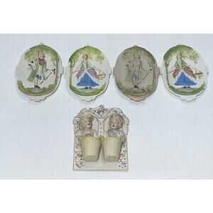 VTG Made In Occupied Japan Victorian‎ Couples Bisque Wall Plaques Hangings Lot 5